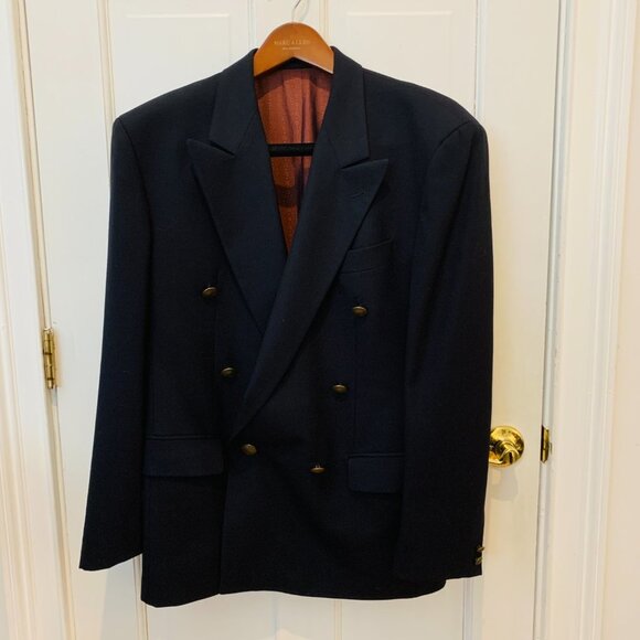 Austin Reed Double Breasted Blazer Suit Jacket Navy with Buttons Wool Vintage - Picture 10 of 16